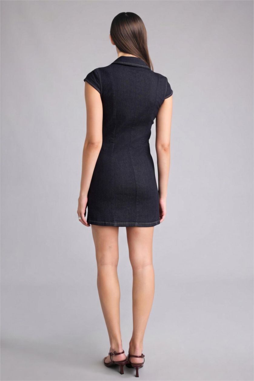 Kadın Mavi Siyah Elbise