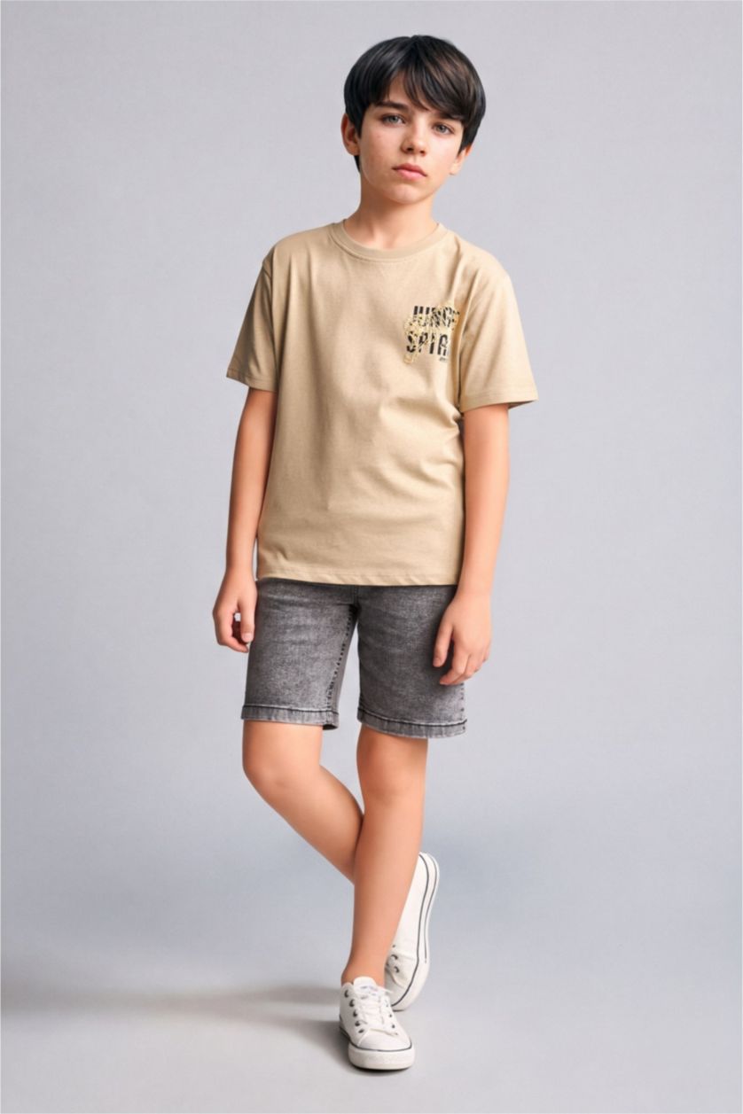 Boys & Teens Beige Short Sleeve T-Shirt