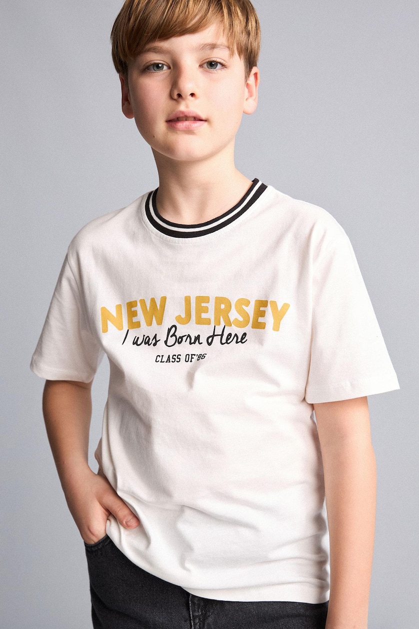 Young Boys - Teen Boys Ecru Boy New Regular Fit Crew Neck Printed T-Shirt