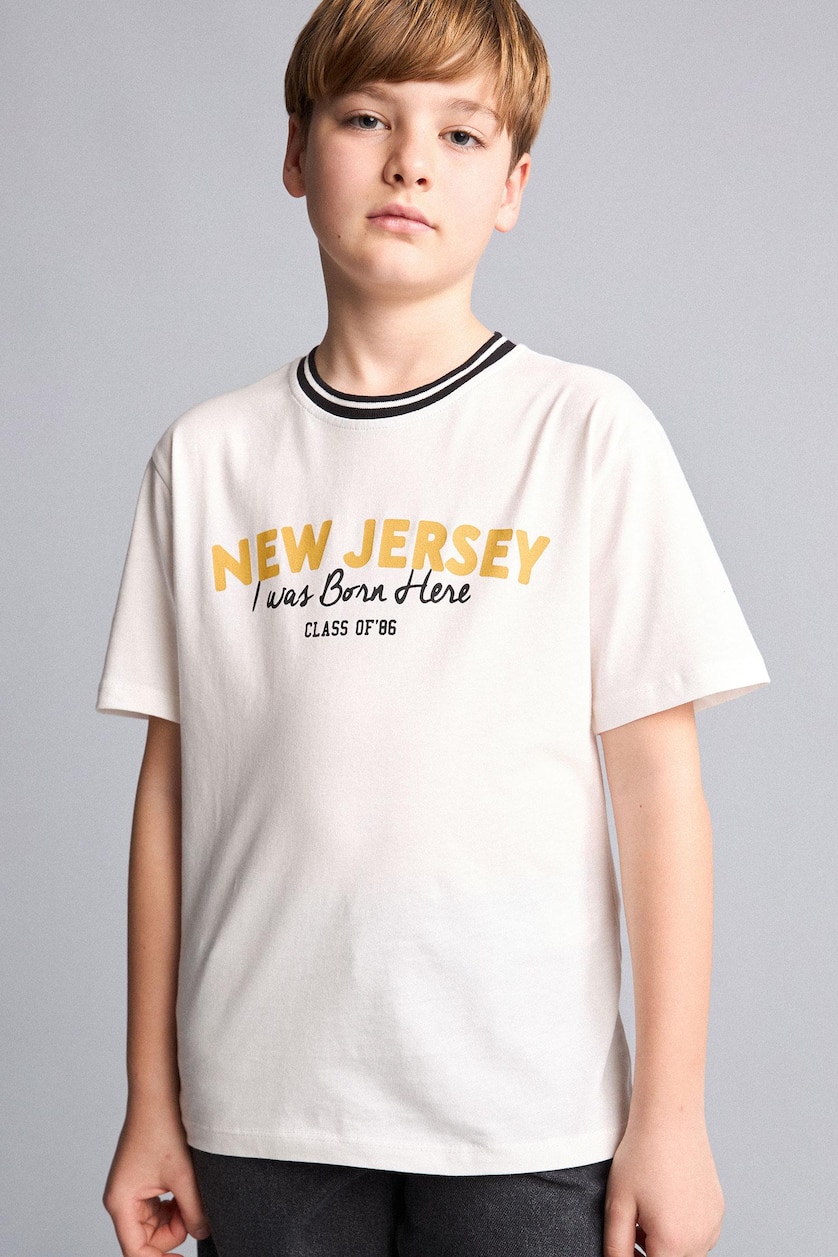 Young Boys - Teen Boys Ecru Boy New Regular Fit Crew Neck Printed T-Shirt