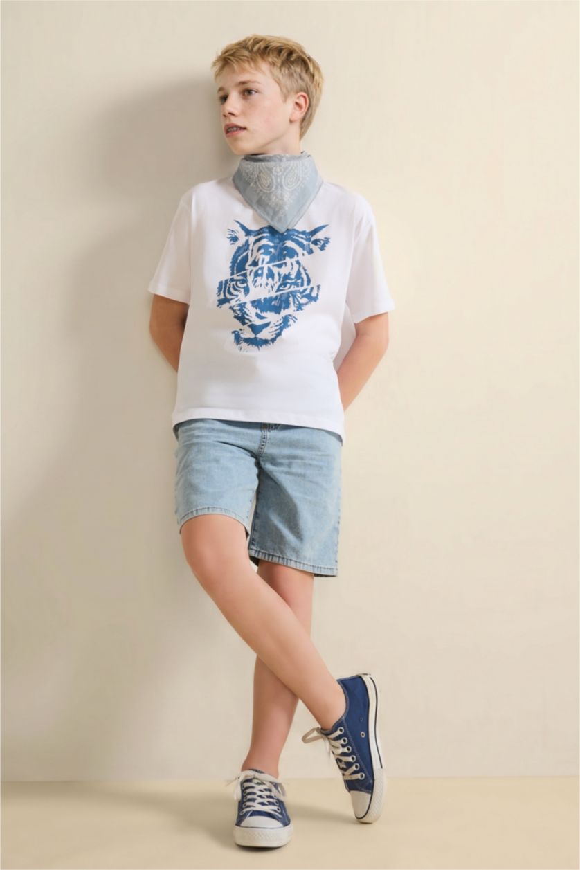 BOYS & TEENS White New Regular Fit Printed Short Sleeve T-Shirt