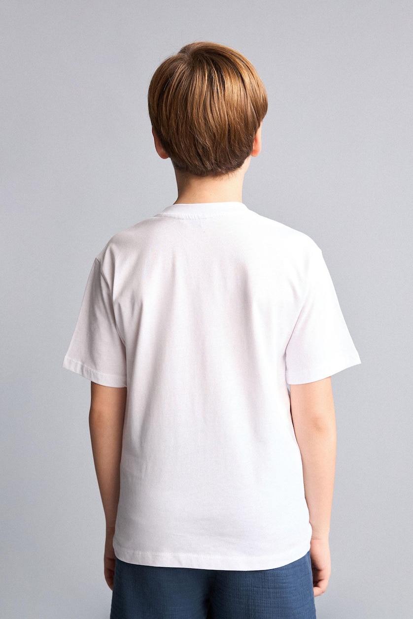 Young Boys - Teen Boys White New Regular Fit Printed Short Sleeve T-Shirt