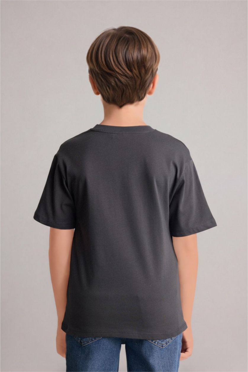 Young Boys - Teen Boys Anthracite Boy New Regular Fit Crew Neck Printed T-Shirt