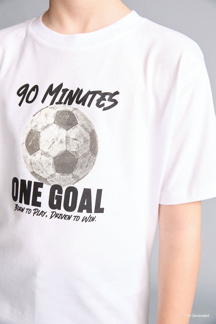 BOYS & TEENS White New Regular Fit Printed Short Sleeve T-Shirt
