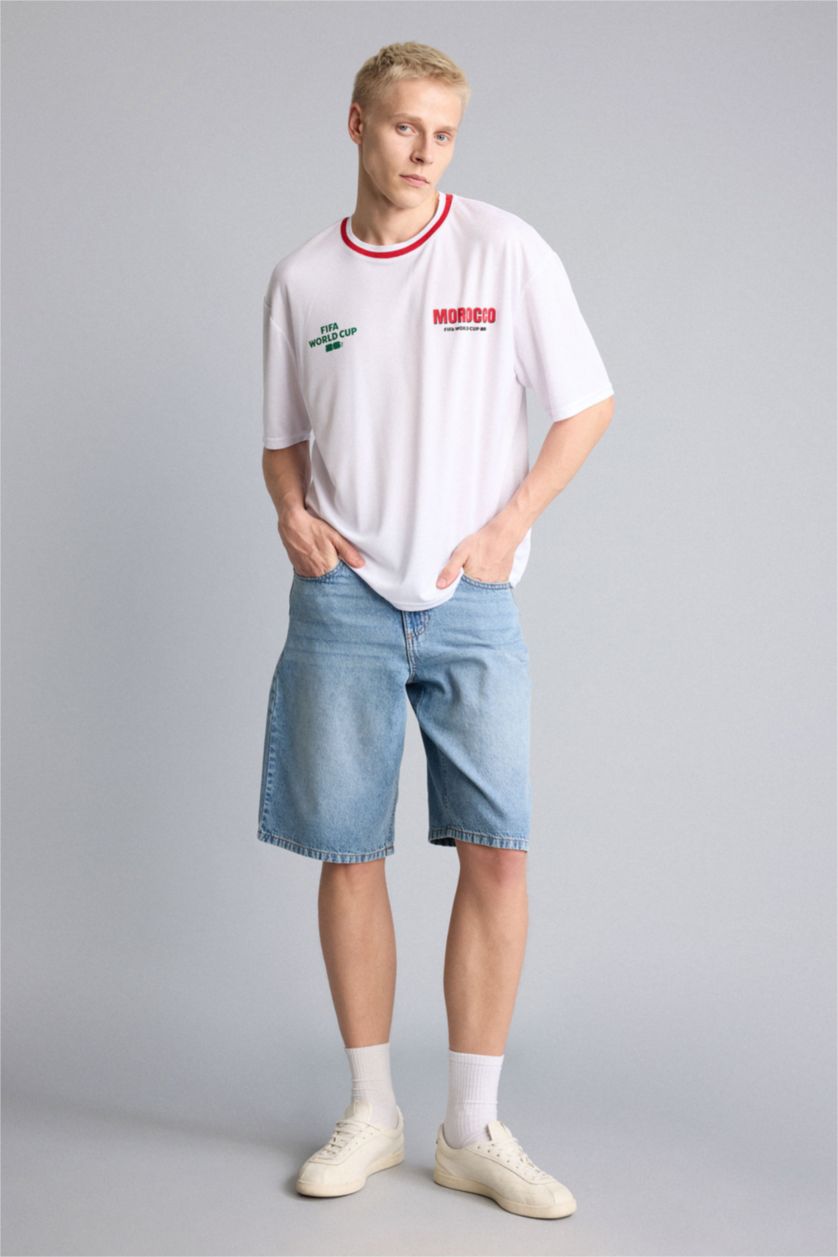 Men White Loose Fit Short Sleeve T-Shirt