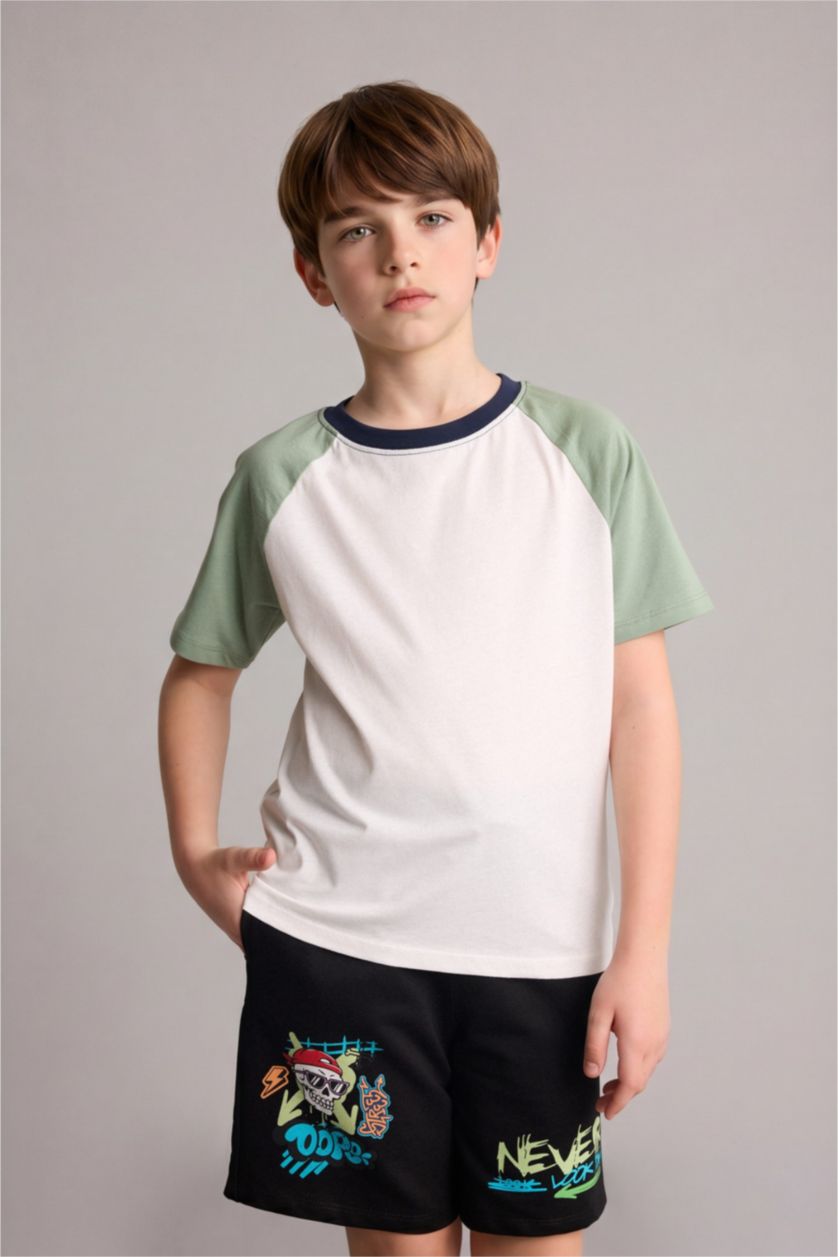 Young Boys - Teen Boys Light Green Boy New Regular Fit Crew Neck T-Shirt