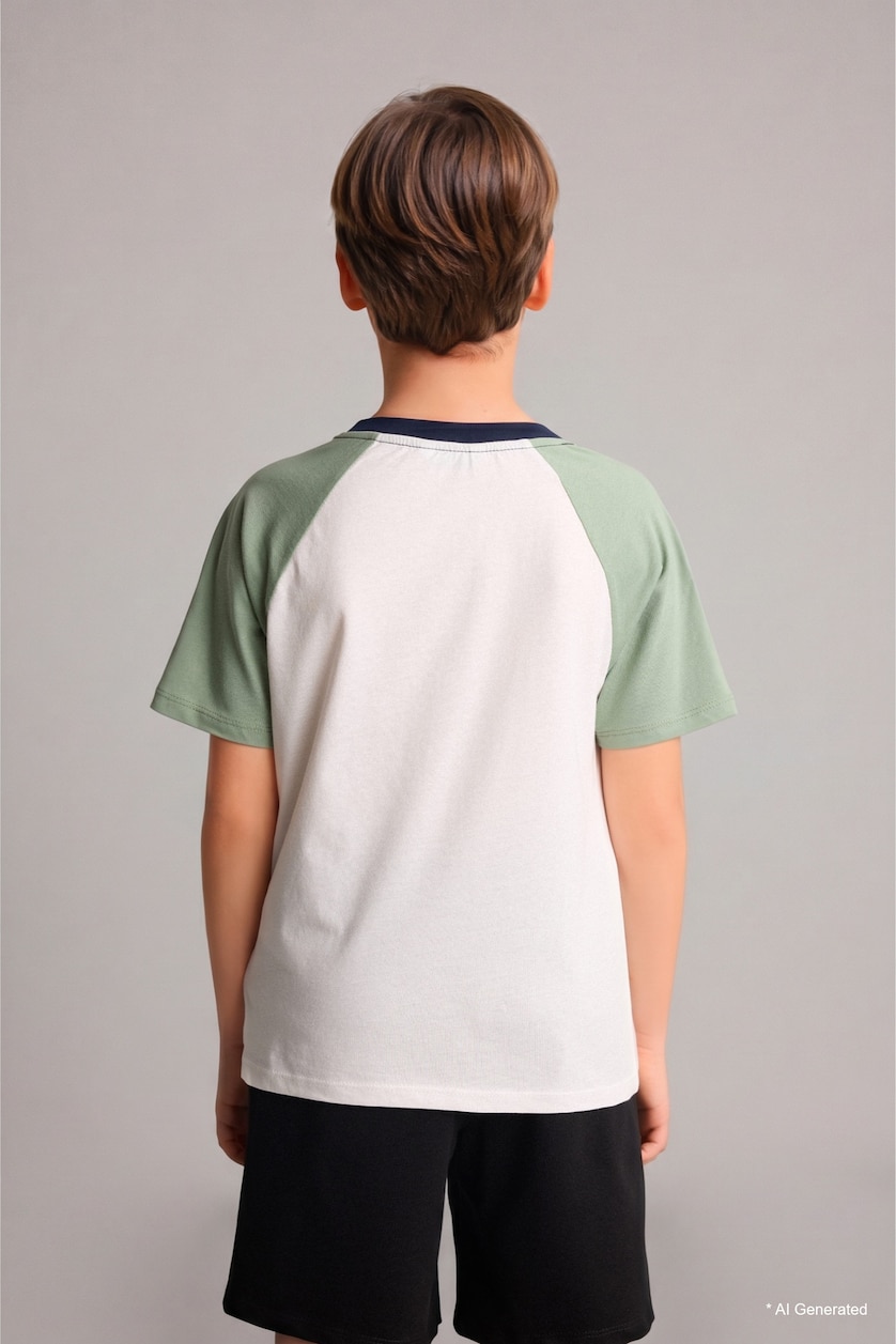 BOYS & TEENS Light Green Boy New Regular Fit Crew Neck T-Shirt