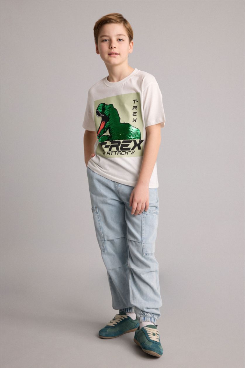 Young Boys - Teen Boys Ecru Short Sleeve T-Shirt