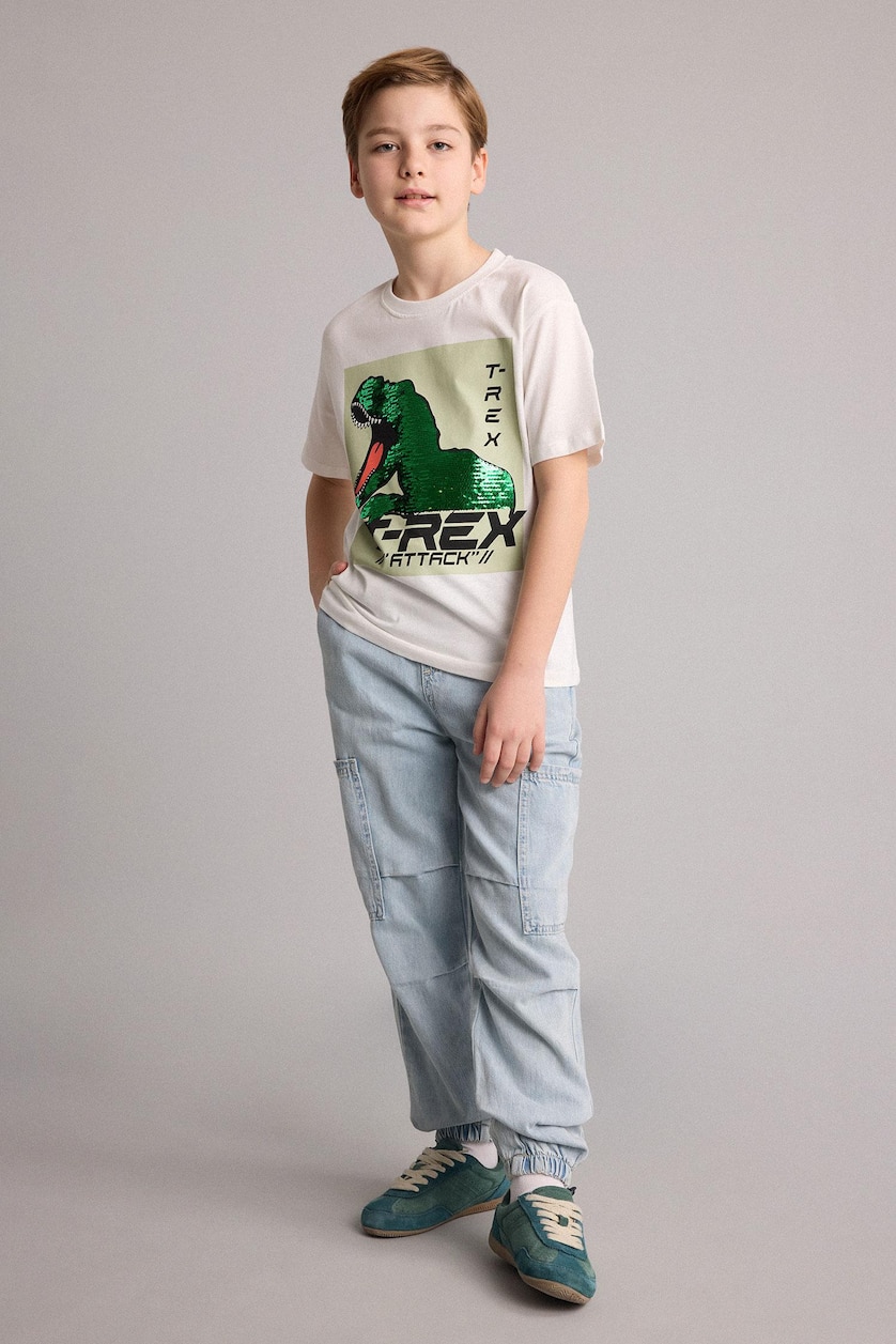 Young Boys - Teen Boys Ecru Short Sleeve T-Shirt