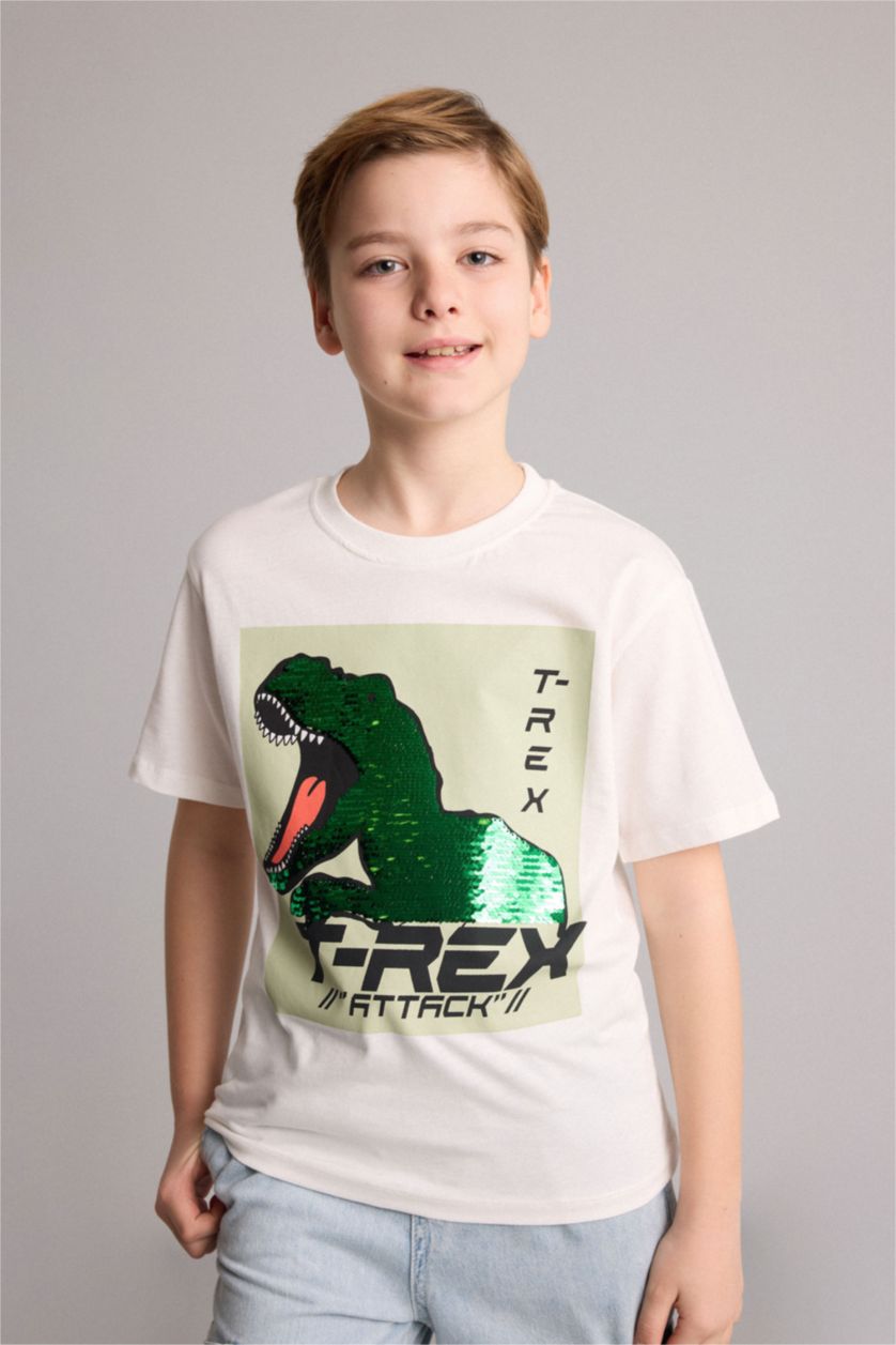 Young Boys - Teen Boys Ecru Short Sleeve T-Shirt