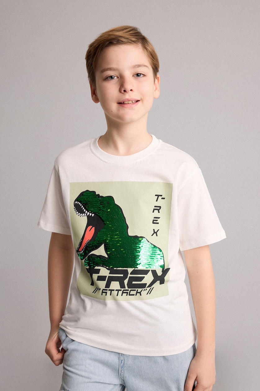 Young Boys - Teen Boys Ecru Short Sleeve T-Shirt