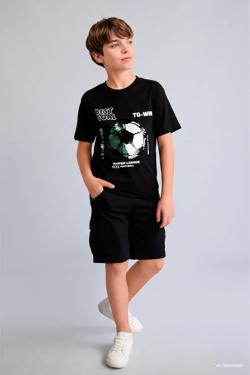 BOYS & TEENS Black Short Sleeve T-Shirt
