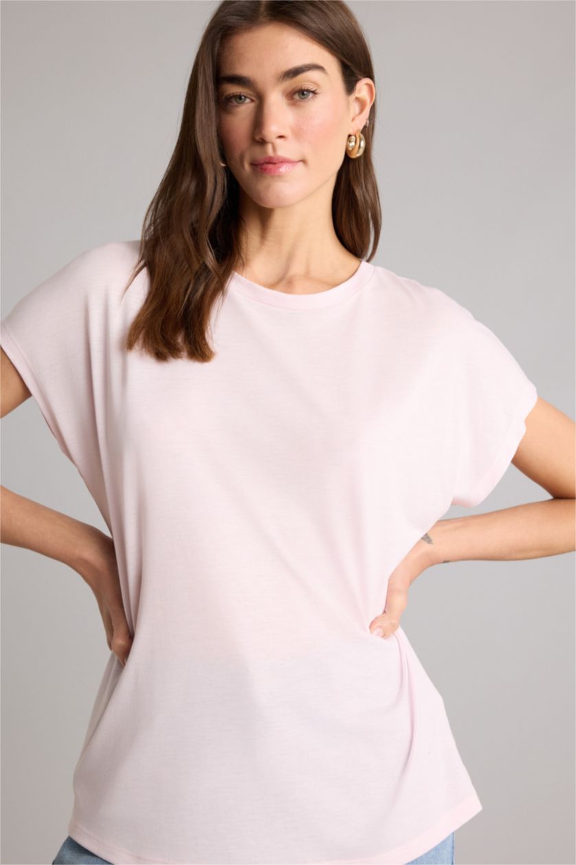 Kadın Açık Pembe Kısa Kollu Tişört
