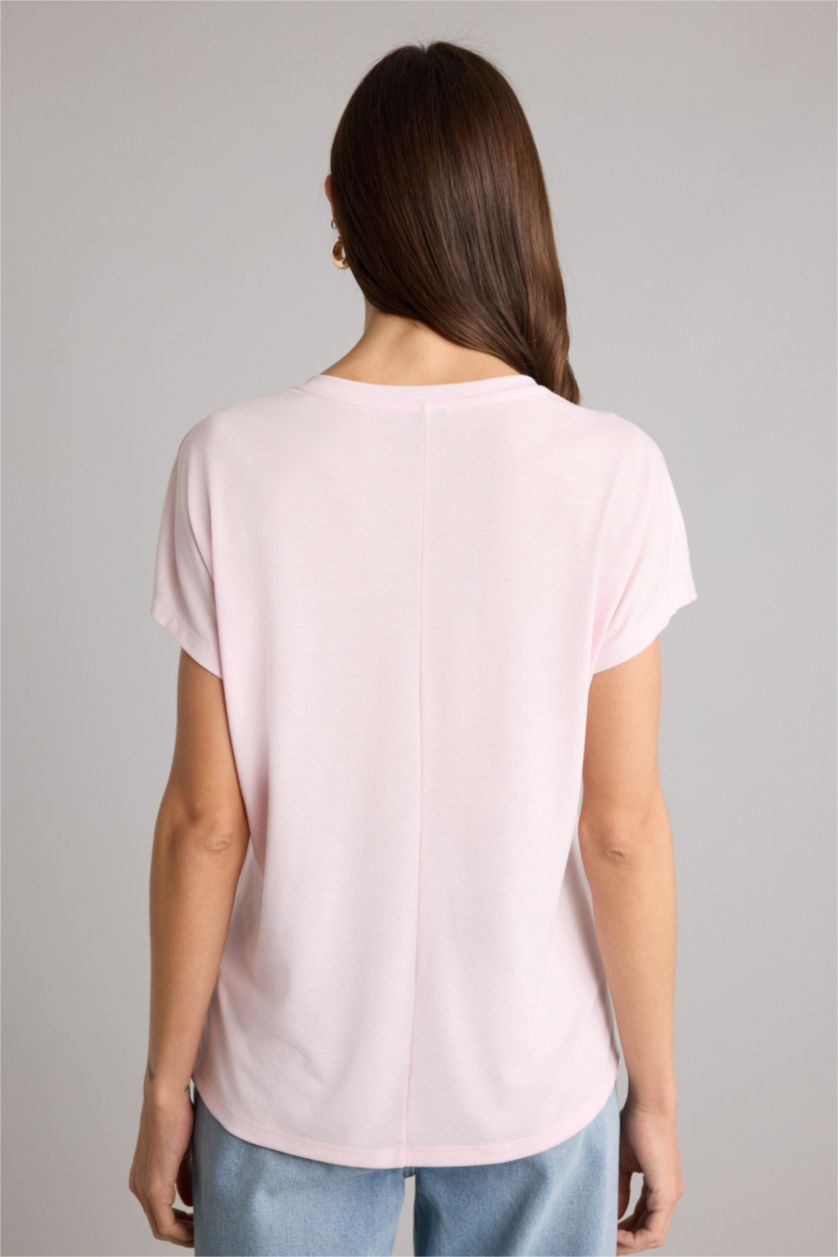 Kadın Açık Pembe Kısa Kollu Tişört