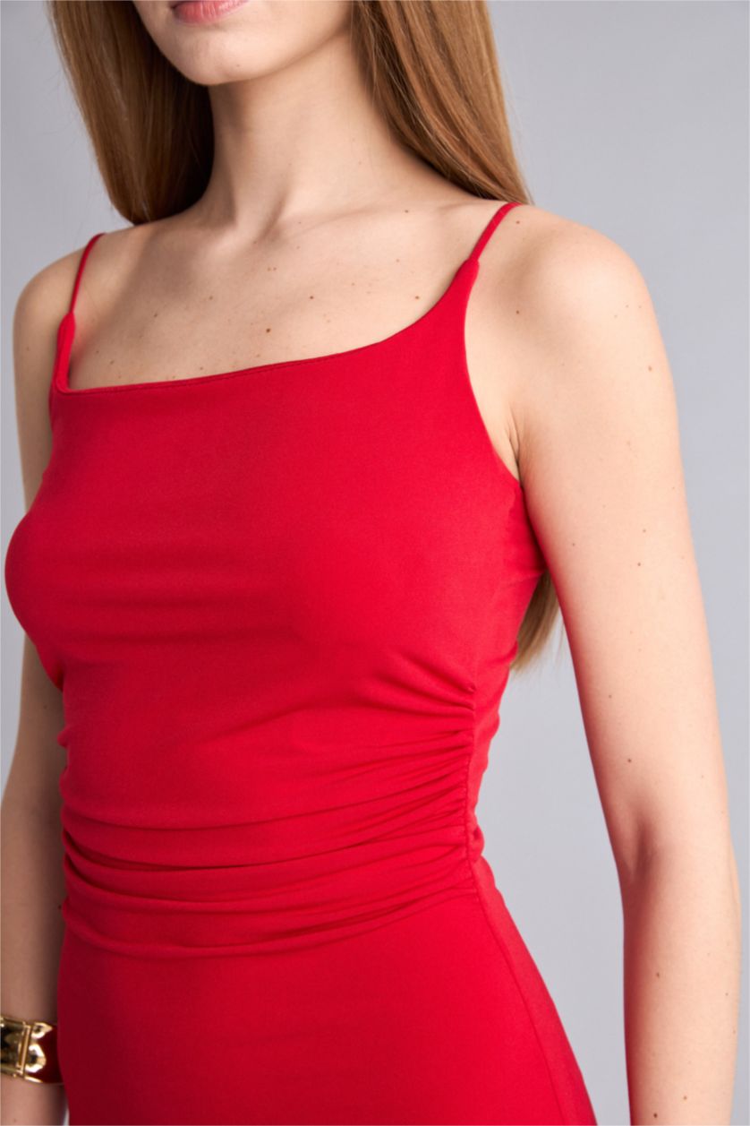 Kadın Kırmızı Bodycon Maxi Elbise