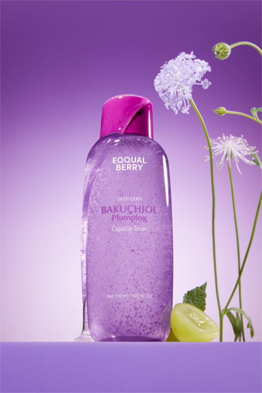 Kadın Koyu Pembe EQQUALBERRY Bakuchiol Plumping Capsule Toner 150 ml-Hyaluronik Asit,Madecassoside ve Seramid İçerikli Tonik