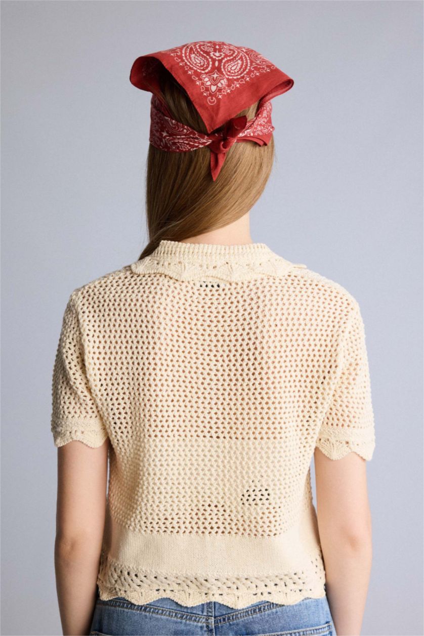 Kadın Ekru Regular Fıt Triko Gömlek