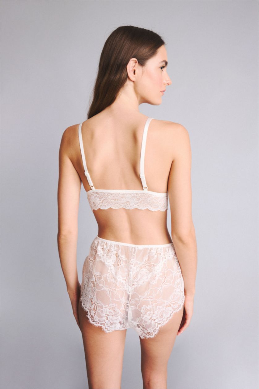 WOMAN Ecru Lace Knitted Bottoms