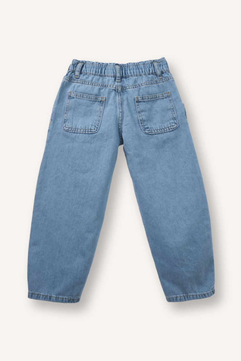 Kız Bebek Açık Mavi Paperbag Pamuklu Pantolon Kız Bebek