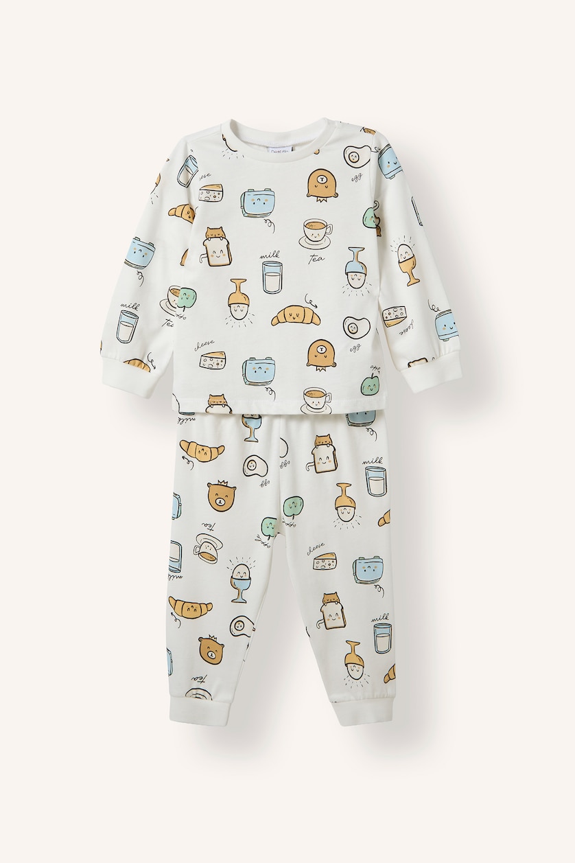 Baby Boys Ecru 2 piece Regular Fit Knitted Pyjamas