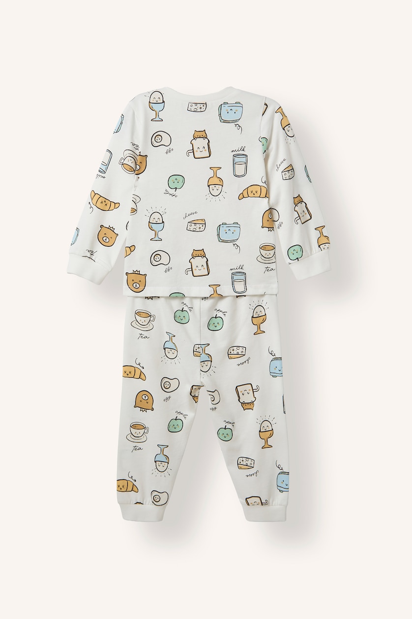 Baby Boys Ecru 2 piece Regular Fit Knitted Pyjamas