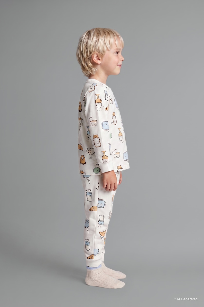 BABY BOY Ecru Baby Boy Top Bottom 2 Piece Pyjama Set
