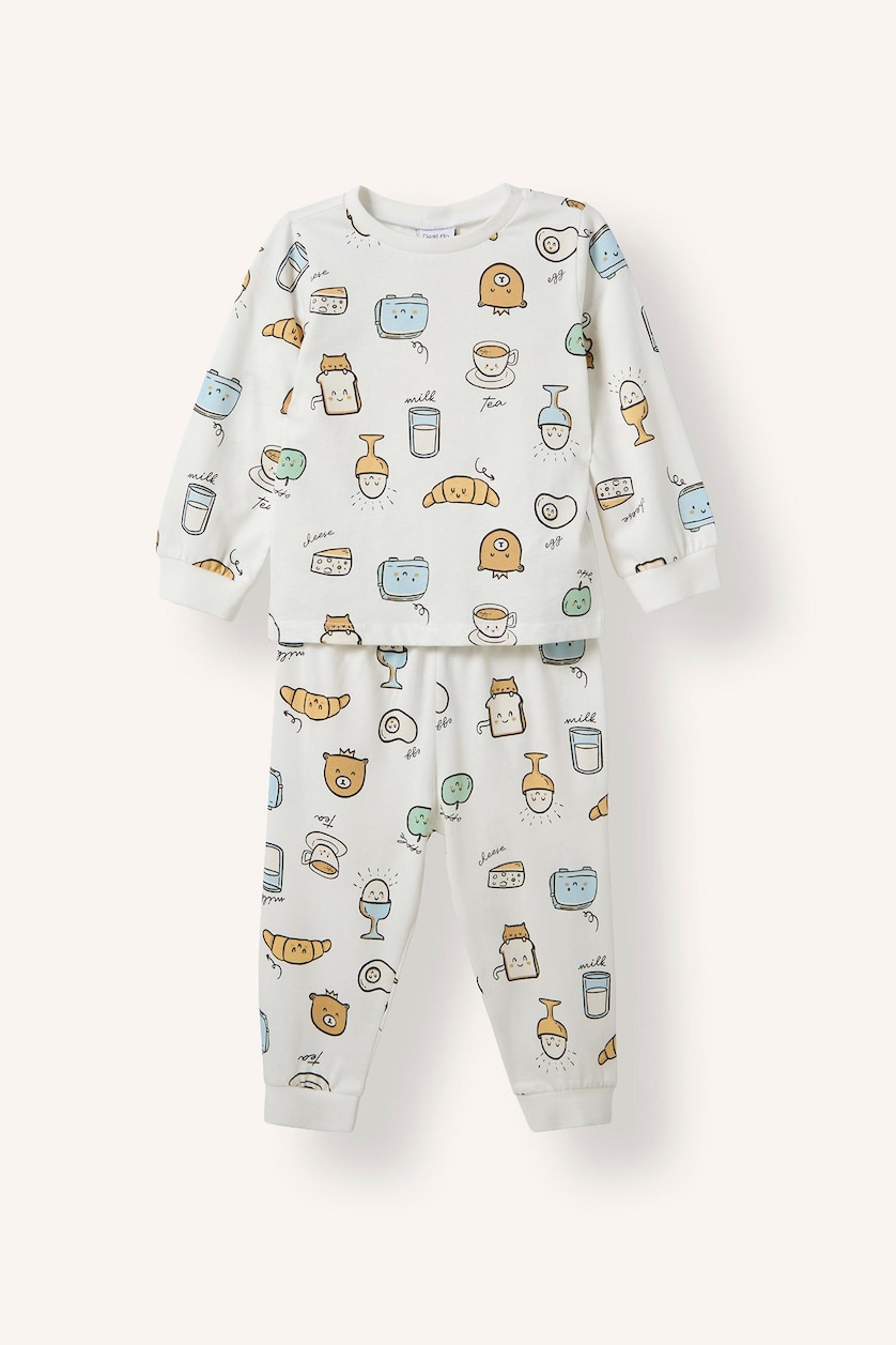 BABY BOY Ecru Baby Boy Top Bottom 2 Piece Pyjama Set