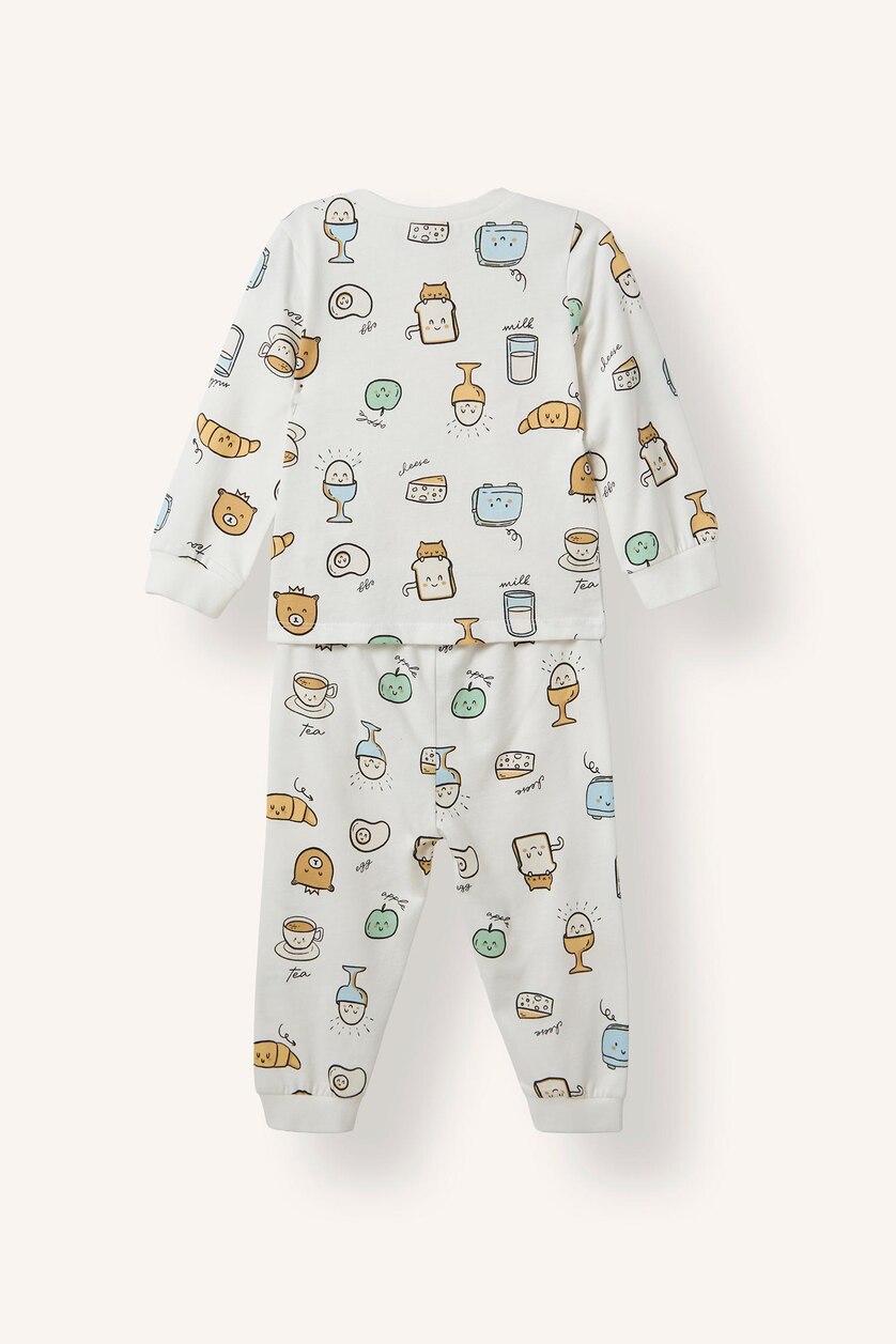 BABY BOY Ecru Baby Boy Top Bottom 2 Piece Pyjama Set