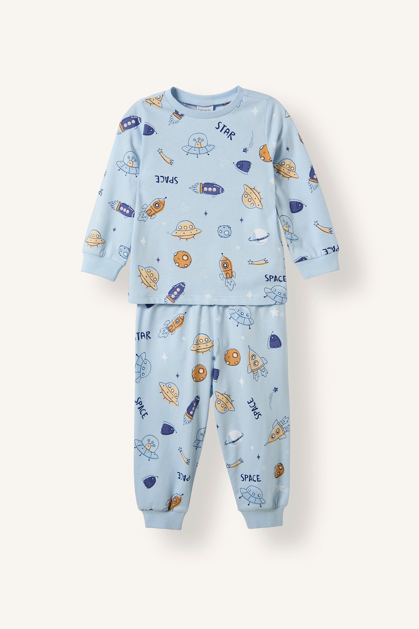 Baby Boys Light Blue 2 piece Regular Fit Knitted Pyjamas