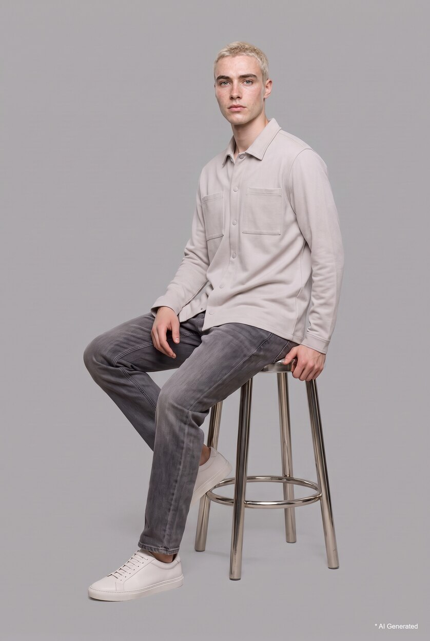 MAN Grey Regular Fit Shirt Jacket