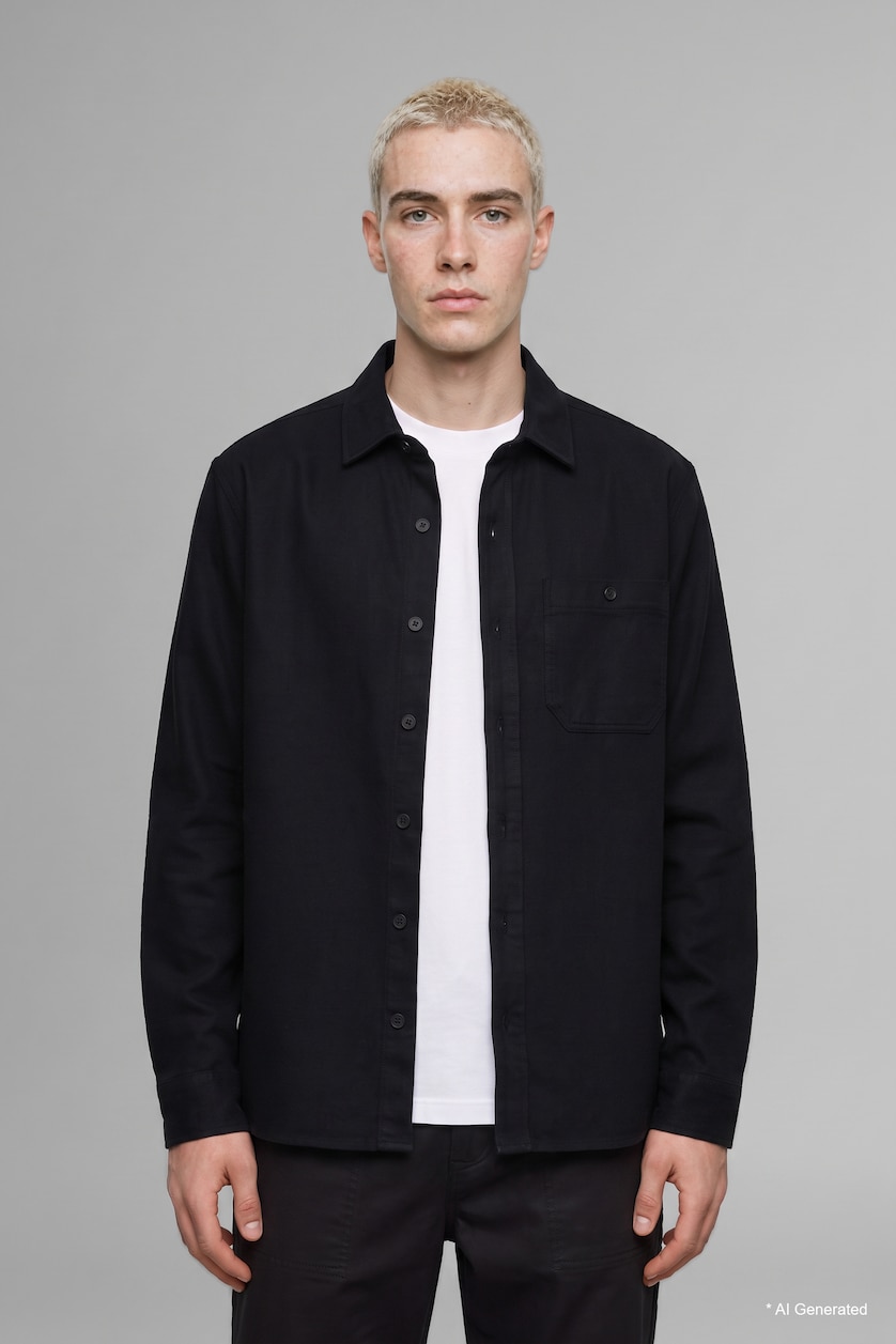 Men Black Regular Fit Woven Long Sleeve Shirt
