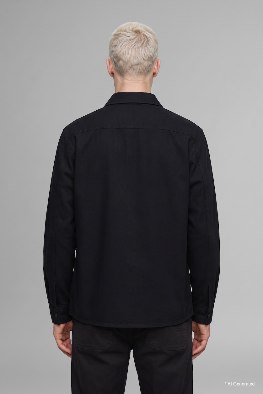 Men Black Regular Fit Woven Long Sleeve Shirt