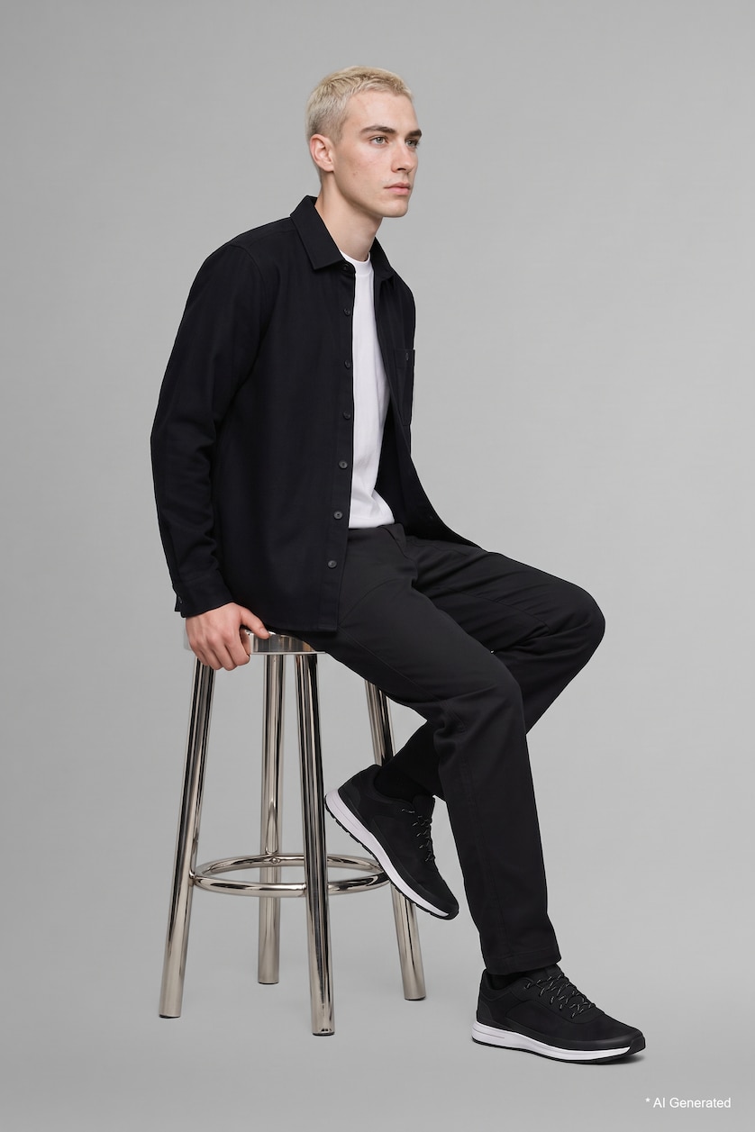 Men Black Regular Fit Woven Long Sleeve Shirt