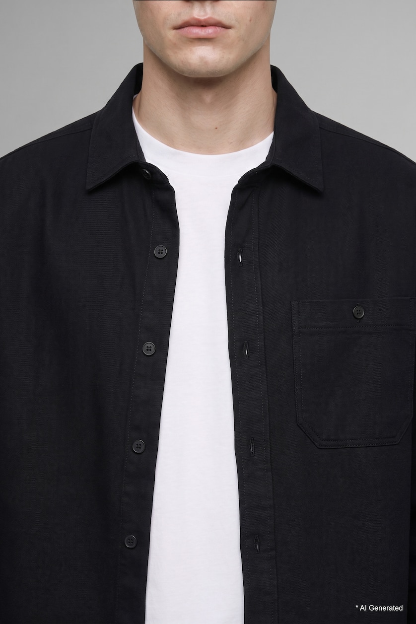 Men Black Regular Fit Woven Long Sleeve Shirt