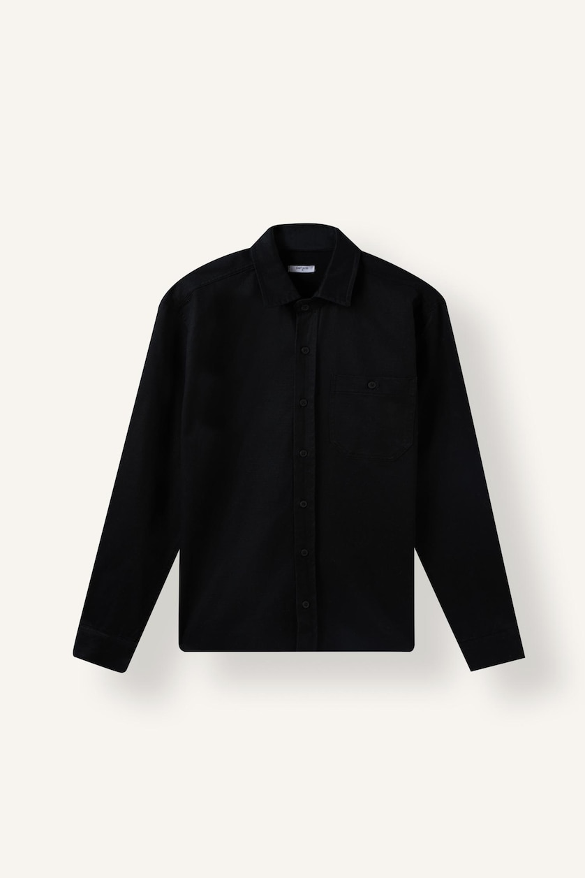Men Black Regular Fit Woven Long Sleeve Shirt