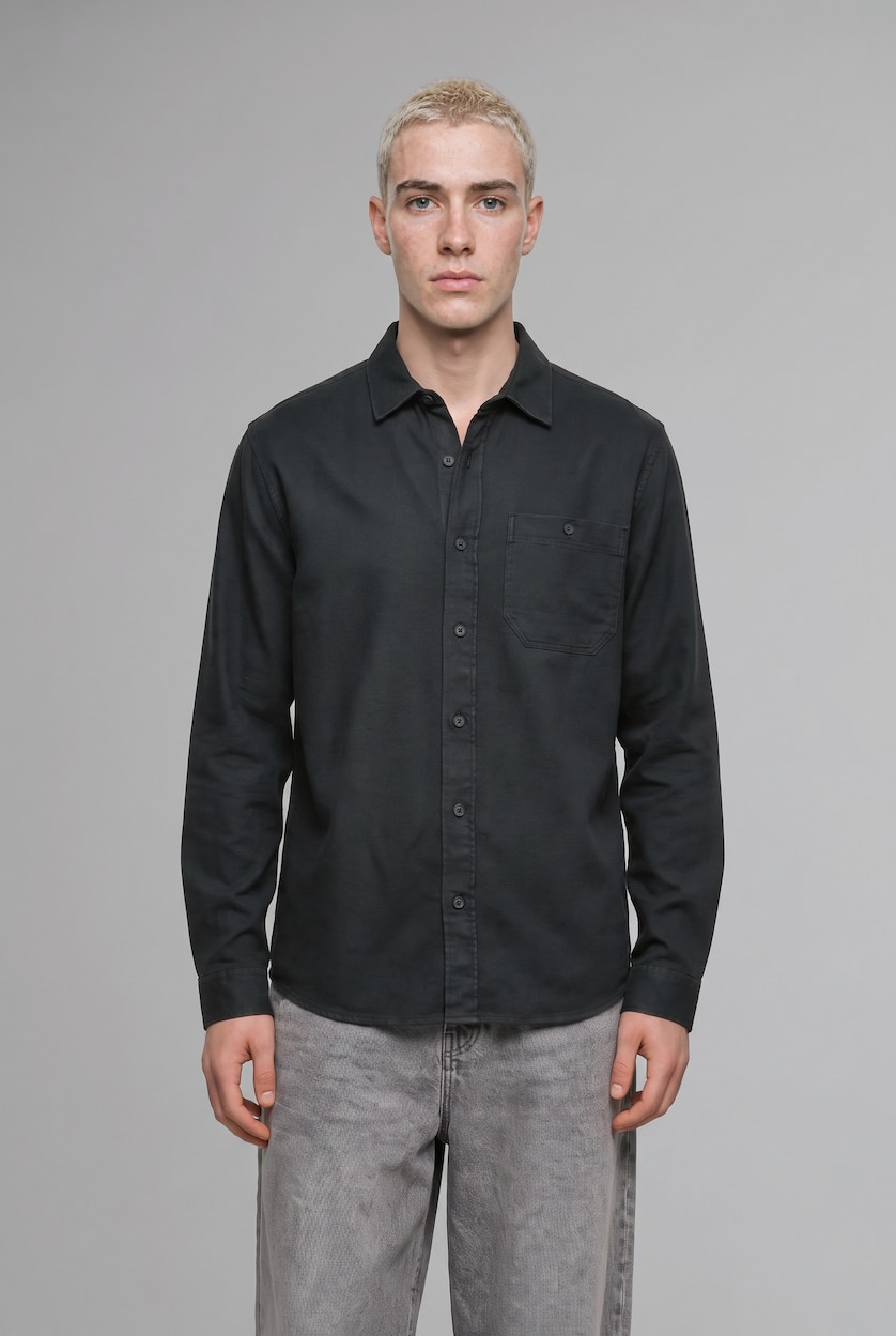 Man Dark Green Regular Fit Woven Long Sleeve Shirt