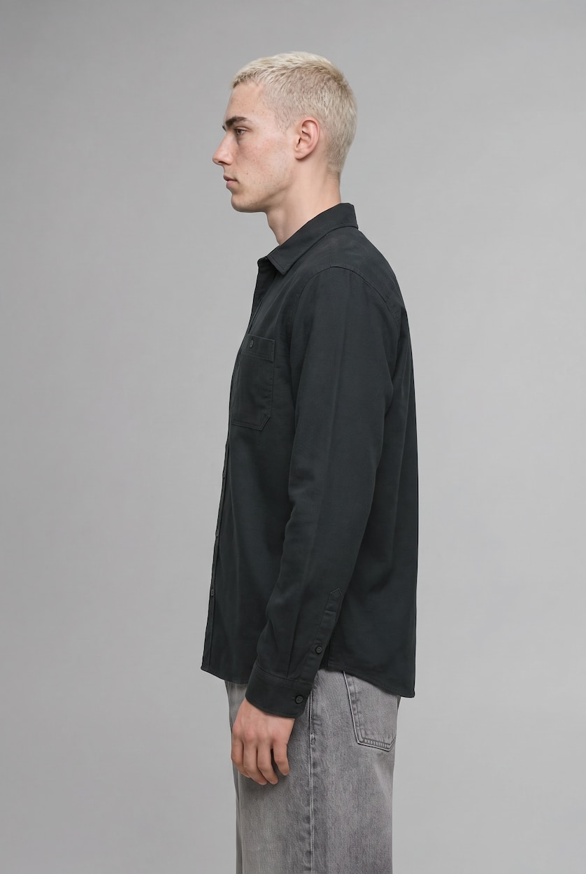 Man Dark Green Regular Fit Woven Long Sleeve Shirt