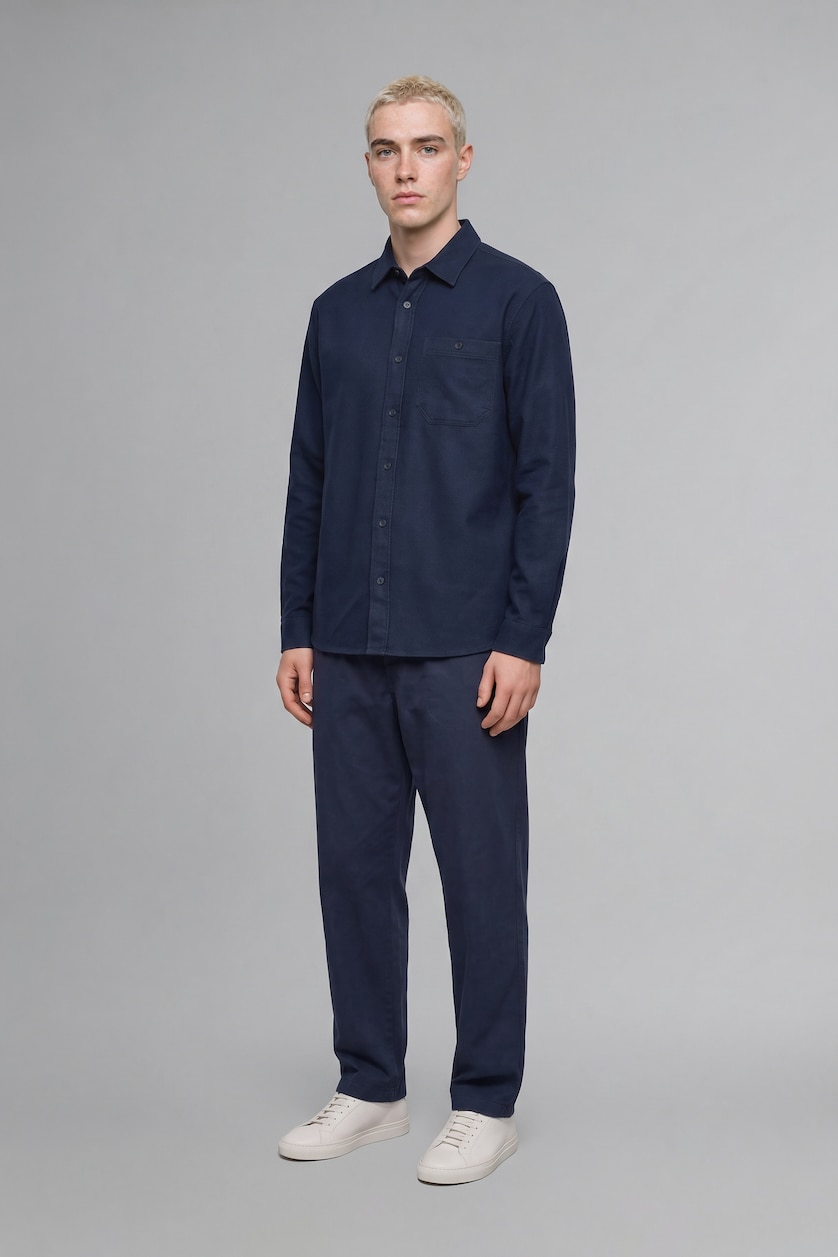 Men NAVY Regular Fit Woven Long Sleeve Shirt