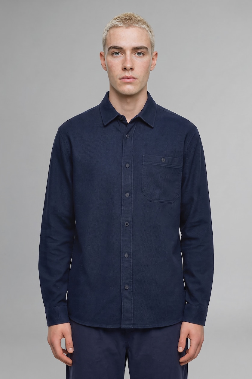 Men NAVY Regular Fit Woven Long Sleeve Shirt