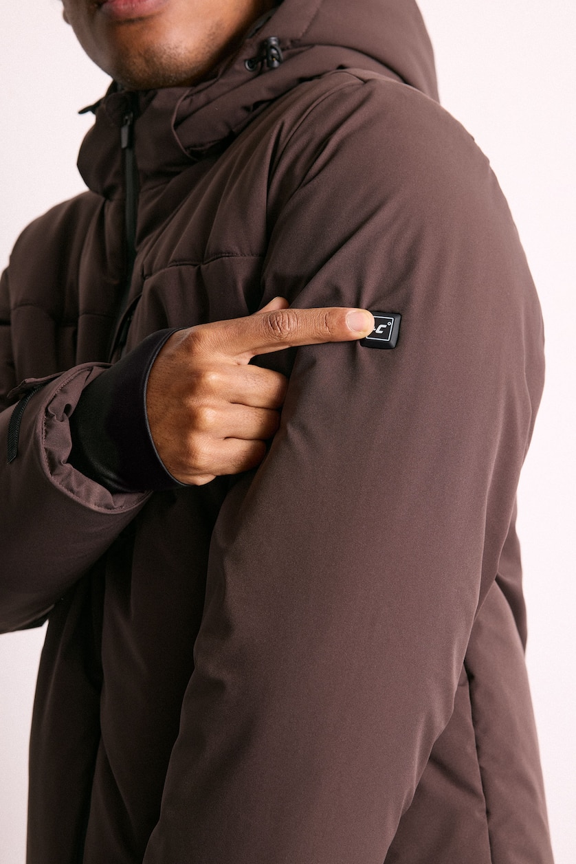 Men Brown Zipper Puffer Jacket