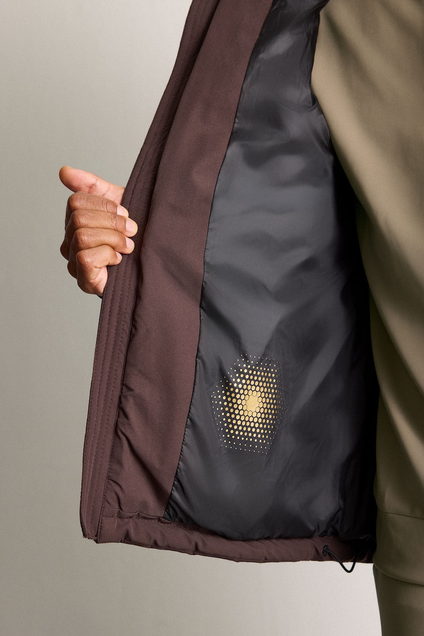 Men Brown Zipper Puffer Jacket