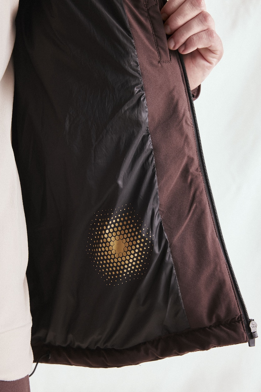 Man Brown Zipper Puffer Jacket