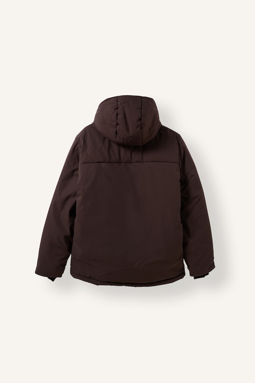 Men Brown Zipper Puffer Jacket