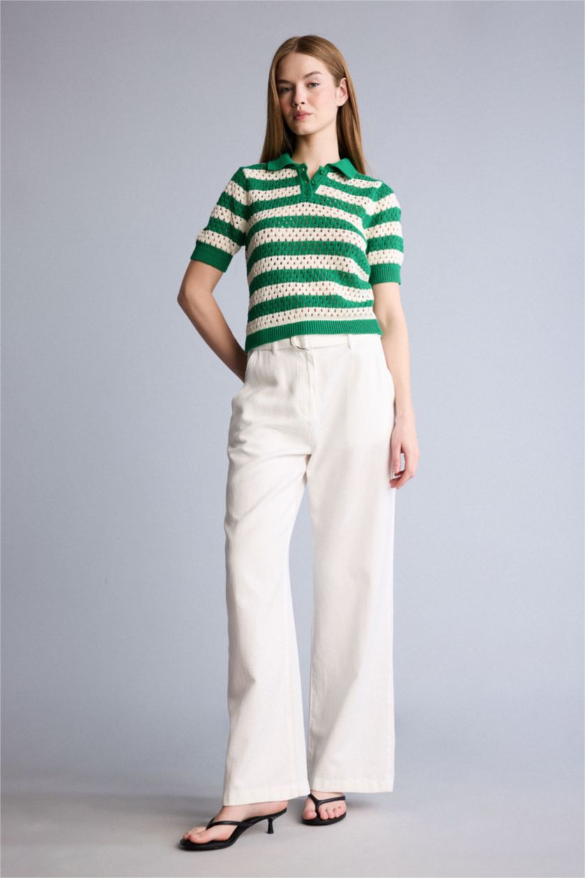 Kadın Yeşil Regular Fıt Triko Kazak