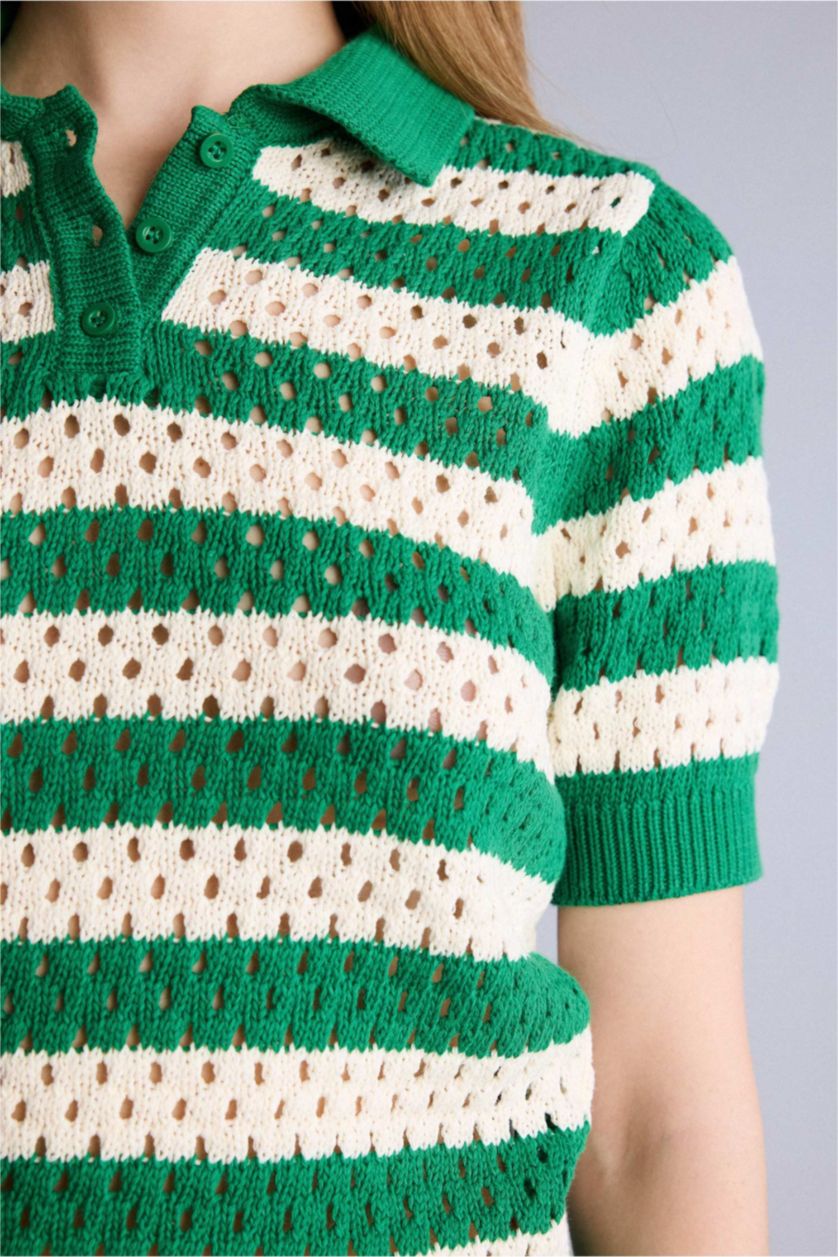 Kadın Yeşil Regular Fıt Triko Kazak