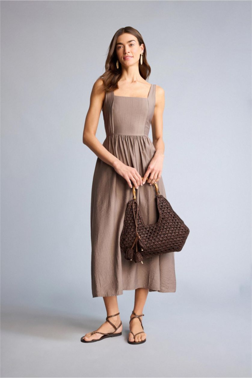 Kadın Vizon Askılı Midi Elbise