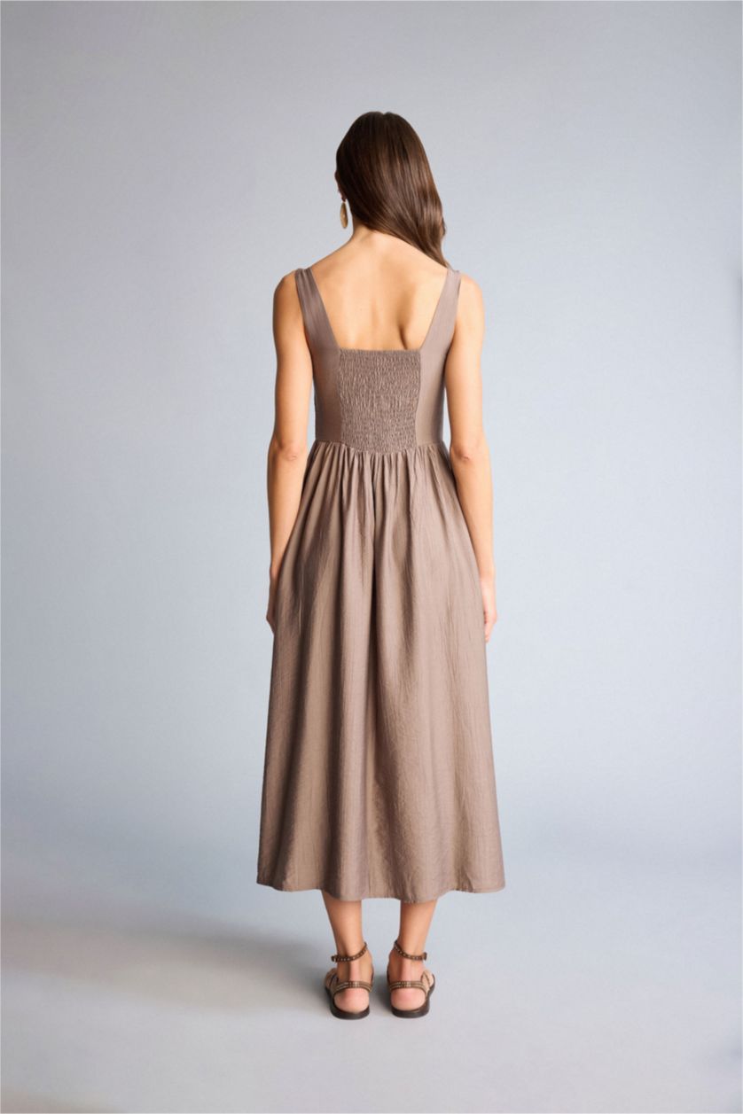 Kadın Vizon Askılı Midi Elbise