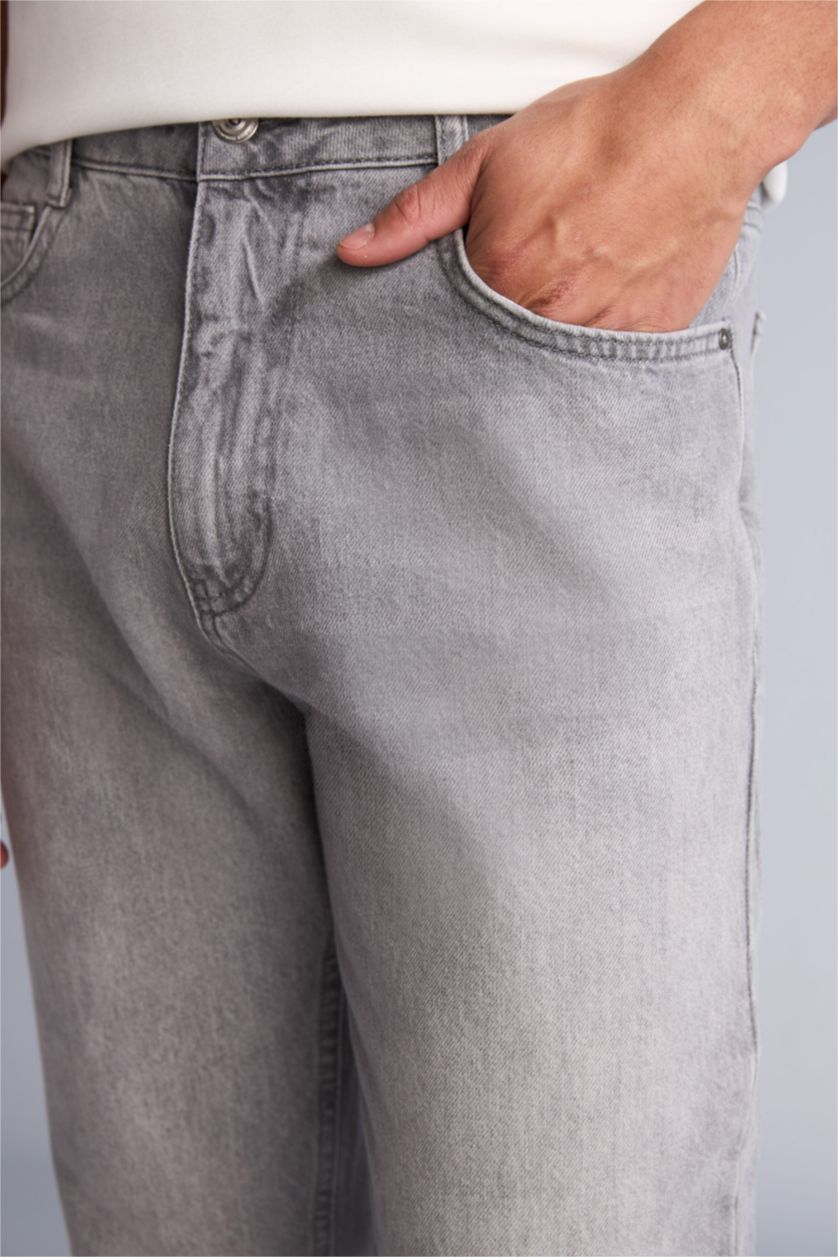 Erkek Gri Slım Tapered Fıt Pantolon