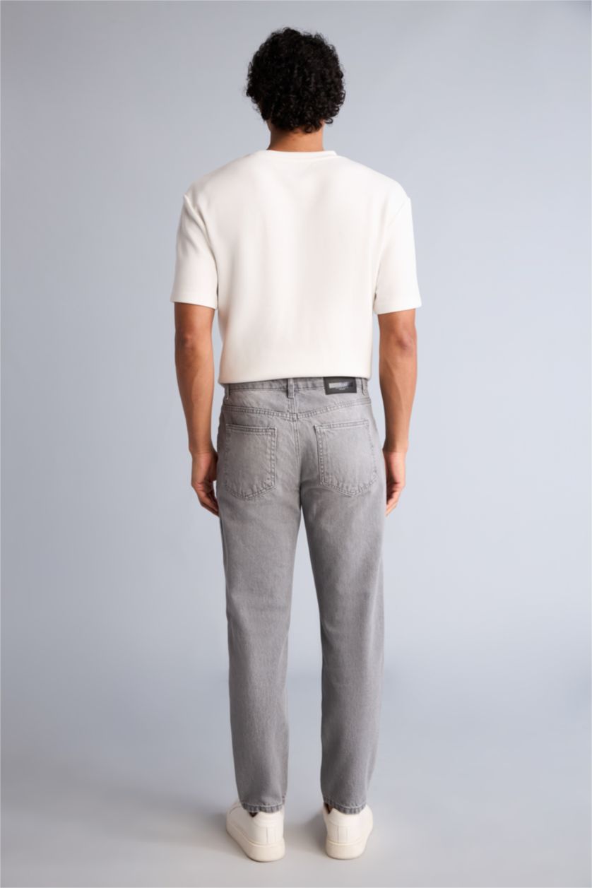 Erkek Gri Slım Tapered Fıt Pantolon