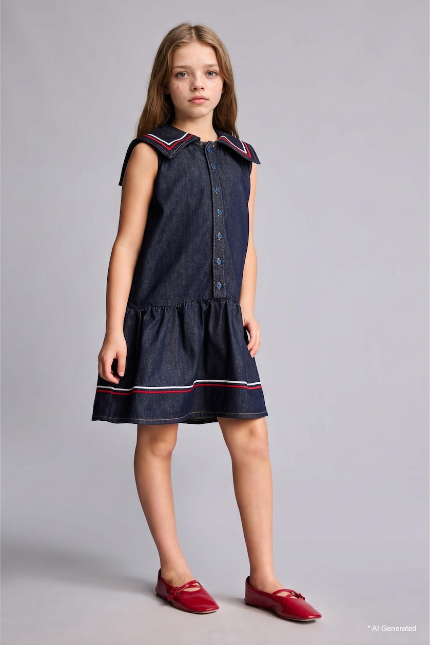 Girls & Teens Dark Blue Girl Navy Denim Dress